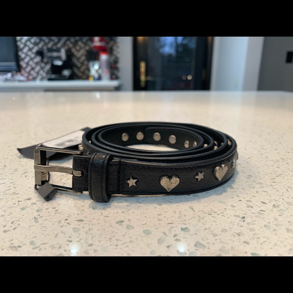 Saint Laurent Paris YSL Black Leather Belt
